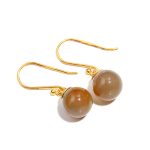 Natural Montana Agate Ball Cabochon Dangle Earrings 14K Gold Jewelry Birthday Gift