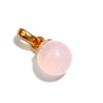 Natural Rose Quartz Balls Shape Minimalist 14K Gold Wedding Pendant Unique Gift