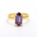 Alexandrite Elongated Hexagon Shape Healing Ring 14K Gold Jewelry Wedding Gift