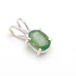 Natural Emerald Oval Shape Solitaire Pendant 925 Sterling Silver Gemstone Jewelry