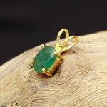 Green Emerald Oval Shape Handmade Pendant For Men 14K Gold Beautiful Jewelry