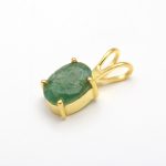 Green Emerald Oval Shape Birthstone Pendant 14K Gold Wedding Jewelry Gift For Bridal