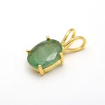 Emerald Oval Shape Vintage Designer Pendant 14K Gold Boho Jewelry For Her