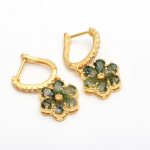 Natural Moss Agate Pear Shape Hoop Dangle Earring 14k Gold Designer Jewelry Wedding Gift