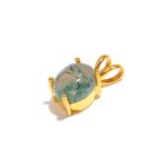 Natural Moss Agate Oval Shape Cabochon Pendant 14K Gold Boho Jewelry For Him