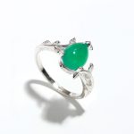 Natural Green Onyx Pear Cabochon Anniversary Ring 925 Sterling Silver Wedding Jewelry