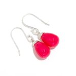 Natural Hot Pink Chalcedony Teardrop Dangle Earrings For Wife 925 Sterling Silver Jewelry