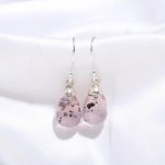 Natural Pink Dot quartz Teardrop Dangle Wedding Earring 925 Sterling Silver Jewelry