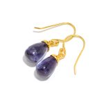 Alexandrite Teardrop Cabochon Dangle Earring 14k Gold Healing Jewelry Birthday Gift