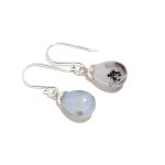 Natural Dendrite Opal Teardrop Healing Earrings 925 Sterling Silver Dangle Earrings