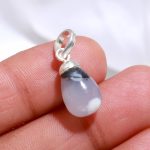 Natural Dendrite Opal Teardrop Charm Pendant 925 Sterling Silver Wedding Jewelry For Her