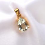 Natural Green Amethyst Pear Shape Pendant 14K Gold Charm Jewelry For Sister