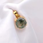 Natural Moss Agate Octagon Shape Pendant 14K Gold Jewelry Gift For Daughter