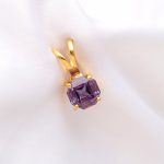Purple Alexandrite Octagon Shape Gemstone Pendant 14K Gold Statement Jewelry For Him