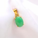 Natural Green Quartz Oval Shape Pendant 14K Gold Designer Jewelry Gift For Friend