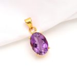 Natural Amethyst Oval Shape Bohemian Pendant 14K Gold Jewelry For Boyfriend