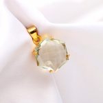 Natural Green Amethyst (Prasiolite) Hexagon Pendant 14K Gold Jewelry For Women