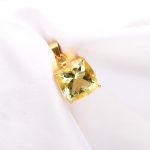 Natural Lemon Quartz Cushion Pendant 14K Gold Jewelry For Birthday Gift