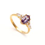 Alexandrite Elongated Hexagon Vintage Ring 14K Gold Engagement Jewelry For Love