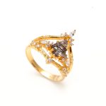 Natural Black Rutile Kite Crown Design Ring 14K Gold Wedding Jewelry For Women