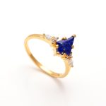Natural Blue Lapis Lazuli Kite Solitaire Ring For Her 14k Gold Handmade Jewelry