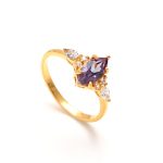 Alexandrite Marquise Shape Statement Ring 14k Gold Wedding Jewelry For Lovers