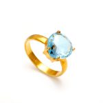 Natural Sky Blue Topaz Heart Shape 14k Gold Engagement Ring Jewelry For Women