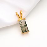Natural Moss Agate Octagon Pendant For Him 14K Gold Statement Jewelry Birthday Gift