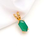 Natural Green Onyx Elongated Hexagon Shape Pendant 14K Gold Jewelry Promise Gift