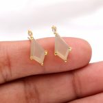 Natural Grey Moonstone Kite Stud Earrings For Women 14k Gold Jewelry Birthday Gift