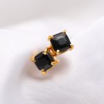 Natural Black Onyx Octagon Handmade Stud Earrings 14k Gold Jewelry Unique Gift For Her