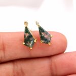 Natural Moss Agate Kite Stud Earrings For Girlfriend 14k Gold Handmade Jewelry