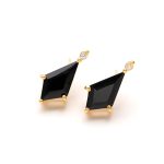 Natural Black Onyx Kite Shape Stud Earrings 14k Gold Elegant Jewelry For Daughter