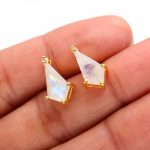 Natural Moonstone Kite Shape Wedding Stud Earrings 14k Gold Jewelry Gift For Lovers