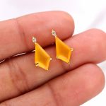 Natural Mango Chalcedony Kite Dainty Stud Earrings 14k Gold Engagement Jewelry