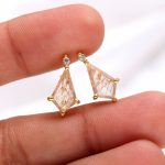 Natural Copper Rutile Kite Shape Unique Stud Earrings 14k Gold Boho Jewelry For Women