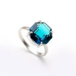 Natural London Blue Topaz Octagon Engagement Ring 925 Sterling Silver Boho Jewelry
