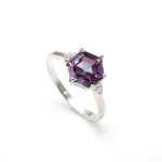 Alexandrite Hexagon Shape Wedding Ring 925 Sterling Silver Jewelry Engagement Ring
