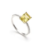 Natural Lemon Quartz Octagon Unique Ring 925 Sterling Silver Jewelry For Bridesmaids