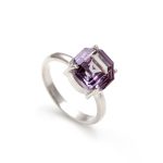 Purple Alexandrite Octagon Shape with 925 Sterling Silver Unique Engagement Ring