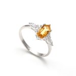 Natural Citrine Elongated Hexagon Shape Vintage Ring 925 Sterling Silver Jewelry Boho Gift