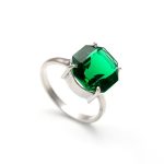 Green Emerald Octagon Cut Engagement Ring 925 Sterling Silver Elegant Ring Wedding Gift