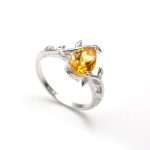 Natural Citrine Pear Shape Leaf Design Ring 925 Sterling Silver Jewelry Engagement Ring