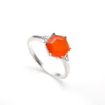 Natural Carnelian Hexagon Beautiful Ring 925 Sterling Silver Handmade Jewelry For Her