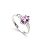 Natural Pink Amethyst Elongated Hexagon Cut Ring 925 Sterling Silver Wedding Jewelry