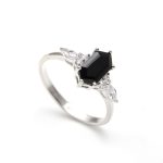 Natural Black Onyx Elongated Hexagon Shape Ring 925 Sterling Silver Jewelry For Men