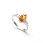 Natural Citrine Marquise Shape Ring 925 Sterling Silver Birthstone Jewelry Wedding Gift