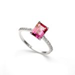 Natural Pink Topaz Octagon Shape Ring Engagement Gift 925 Sterling Silver Unique Jewelry