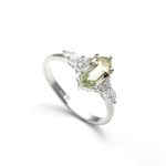Natural Green Amethyst Elongated Hexagon Ring For Her 925 Sterling Silver Prasiolite Jewelry