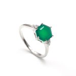 Natural Green Onyx Hexagon Cut Beautiful Ring 925 Sterling Silver Elegant Jewelry For Wife